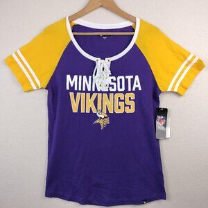Minnesota Vikings Lace Up Jersey Women Sz M New Era NFL Team Apparel Purple Gold